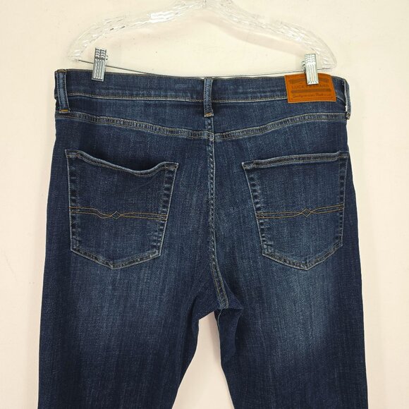 Lucky Brand 121 Slim Straight Dark Indigo Denim Jeans Men Size 34x30 - Picture 7 of 11